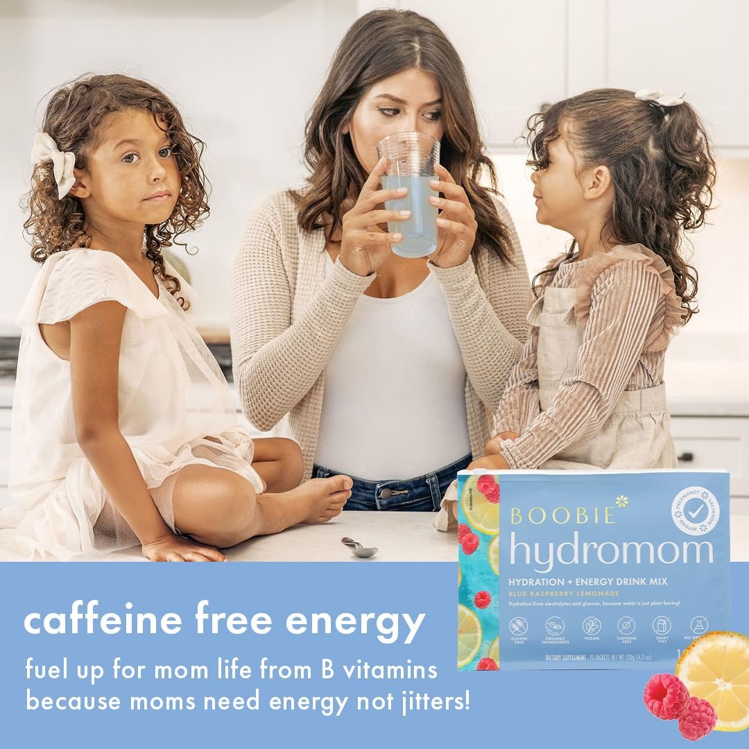 Boobie Hydromom Superfood Electrolyte Drink Mix, Blaubeer-Zitronen-Limonade | Erfrischender Energie- und Hydratations-Boost für Mamas | Für Schwangerschaft, Stillzeit & darüber hinaus, 10 Portionsbeutel