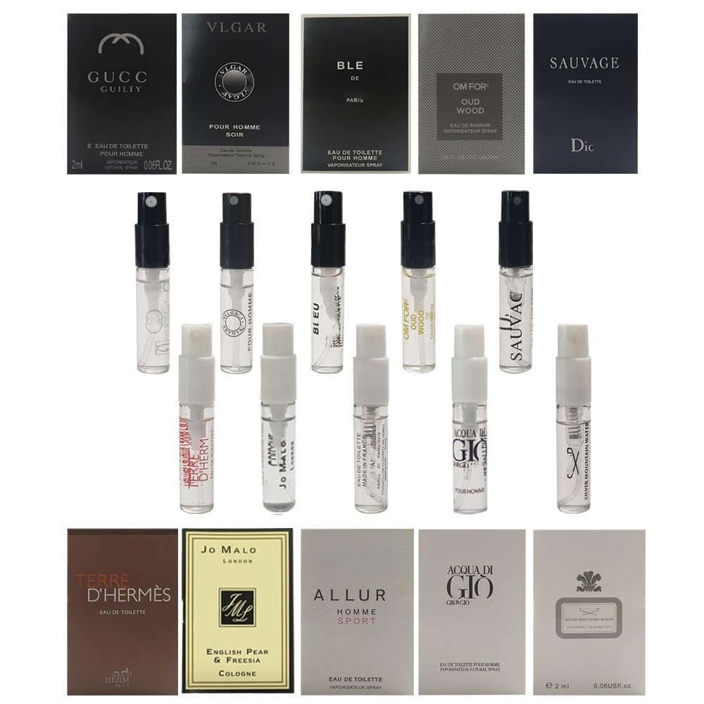 Sufeasdf Herrendüft-Sampler-Set für Männer – 10 Reisedüfte im Probierset (10x 0,06 Fl Oz)