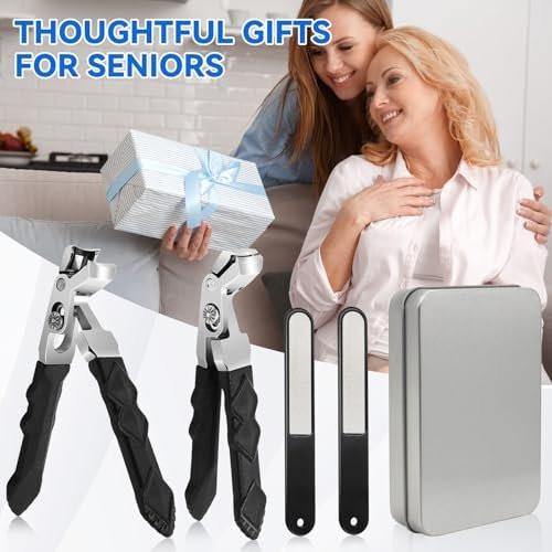 4er-Set Zehennagelknipser für Erwachsene – 0,5 Zoll Öffnung, lange Griffe für dicke Nägel, Geschenk für Männer, Senioren und Frauen, Schwarz
