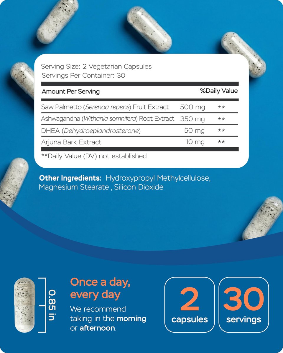 4Well Products Sägepalme für Männer & Prostata-Gesundheit mit Arjuna-Extrakt – Fortschrittliche Formel mit Sägepalme & Arjuna-Rindenextrakt, DHEA & Ashwagandha 900 mg – DHT-Blocker zur Haarunterstützung
