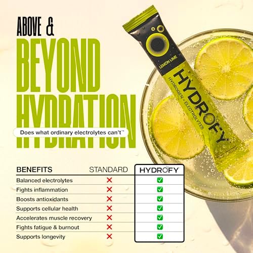 Hydrofy Hydrogen Wasser + Elektrolyte Trinkmischung - Sortenpaket | H2 Hydrationsbeutel mit molekularem Wasserstoff, Natrium, Kalium, Magnesium | Zitrone-Limette, Himbeere, Orange + Koffein | 12 Stück