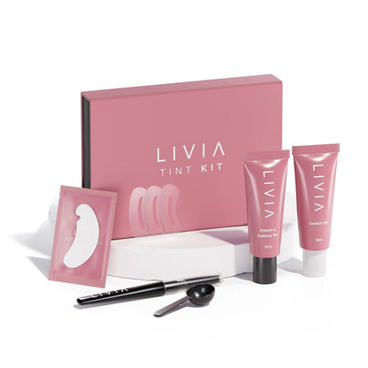 Livia - Schwarzes Wimpern- und Augenbrauen-Färbeset – Lang anhaltende, natürlich aussehende Farbe für 4 Wochen – Vegan, sanft zu empfindlicher Haut – Einfache DIY-Lösung