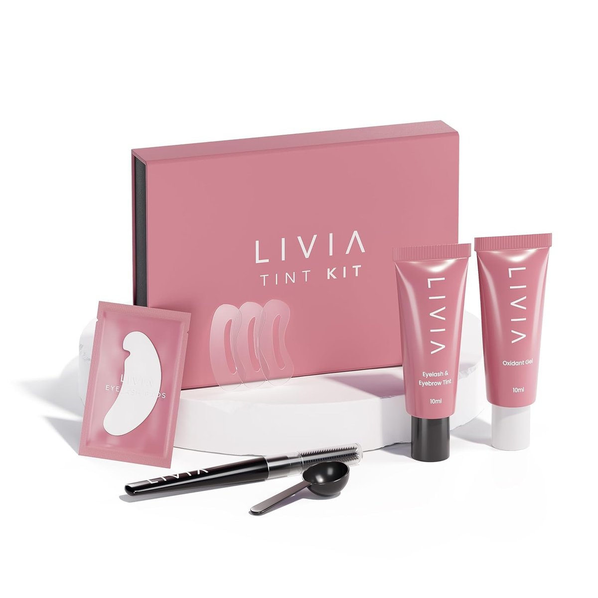 Livia - Schwarzes Wimpern- und Augenbrauen-Färbeset – Lang anhaltende, natürlich aussehende Farbe für 4 Wochen – Vegan, sanft zu empfindlicher Haut – Einfache DIY-Lösung
