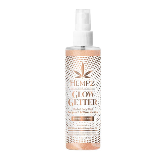 Hempz Glow Getter Hydrating Body Mist – Feuchtigkeitsspendender Perfume Shimmer Spray mit Glitzer, 125 ml