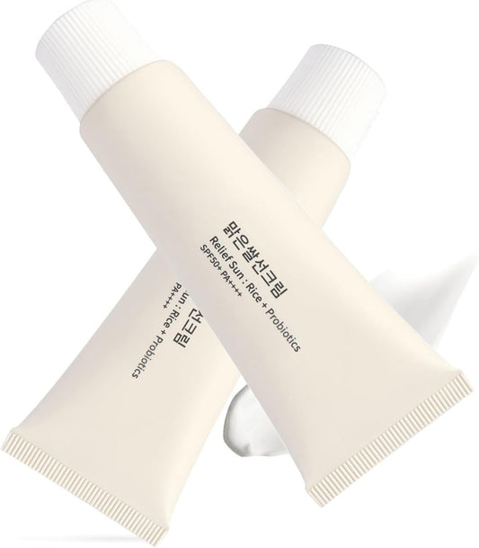 2er-Pack Relief Sun Bio Sonnencreme SPF50, Hautpflegelösung für alle Hauttypen, +++++PA++++, Reis & Probiotika, 50ml Nährende Hautschutz & UV-Abwehr