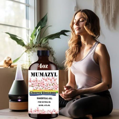 MUMAZYL Kirschblütenöl 120 ml – reines Kirschblütenöl für Diffuser, Luftbefeuchter, Yoga, Reinigung, DIY-Kerzen- und Seifenherstellung