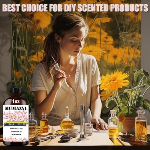 MUMAZYL Kirschblütenöl 120 ml – reines Kirschblütenöl für Diffuser, Luftbefeuchter, Yoga, Reinigung, DIY-Kerzen- und Seifenherstellung