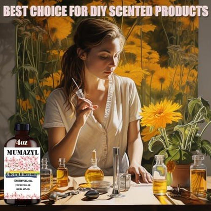 MUMAZYL Kirschblütenöl 120 ml – reines Kirschblütenöl für Diffuser, Luftbefeuchter, Yoga, Reinigung, DIY-Kerzen- und Seifenherstellung