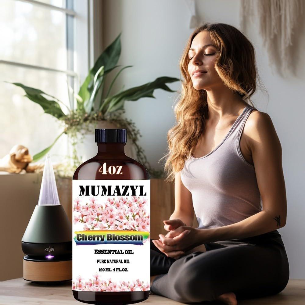 MUMAZYL Kirschblütenöl 120 ml – reines Kirschblütenöl für Diffuser, Luftbefeuchter, Yoga, Reinigung, DIY-Kerzen- und Seifenherstellung