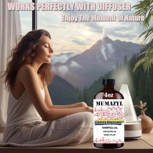 MUMAZYL Kirschblütenöl 120 ml – reines Kirschblütenöl für Diffuser, Luftbefeuchter, Yoga, Reinigung, DIY-Kerzen- und Seifenherstellung