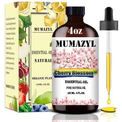 MUMAZYL Kirschblütenöl 120 ml – reines Kirschblütenöl für Diffuser, Luftbefeuchter, Yoga, Reinigung, DIY-Kerzen- und Seifenherstellung