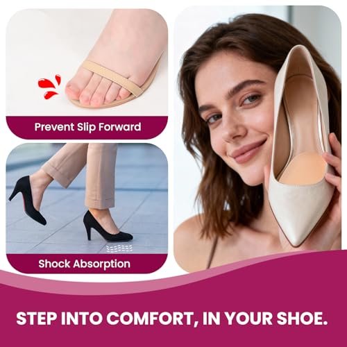 Ball-of-Foot-Polster für Frauen – Bukihome 4 Paar Metatarsal-Pads gegen Schmerzen im Fußballen, rutschfest für High Heels und Sandalen (Khaki)