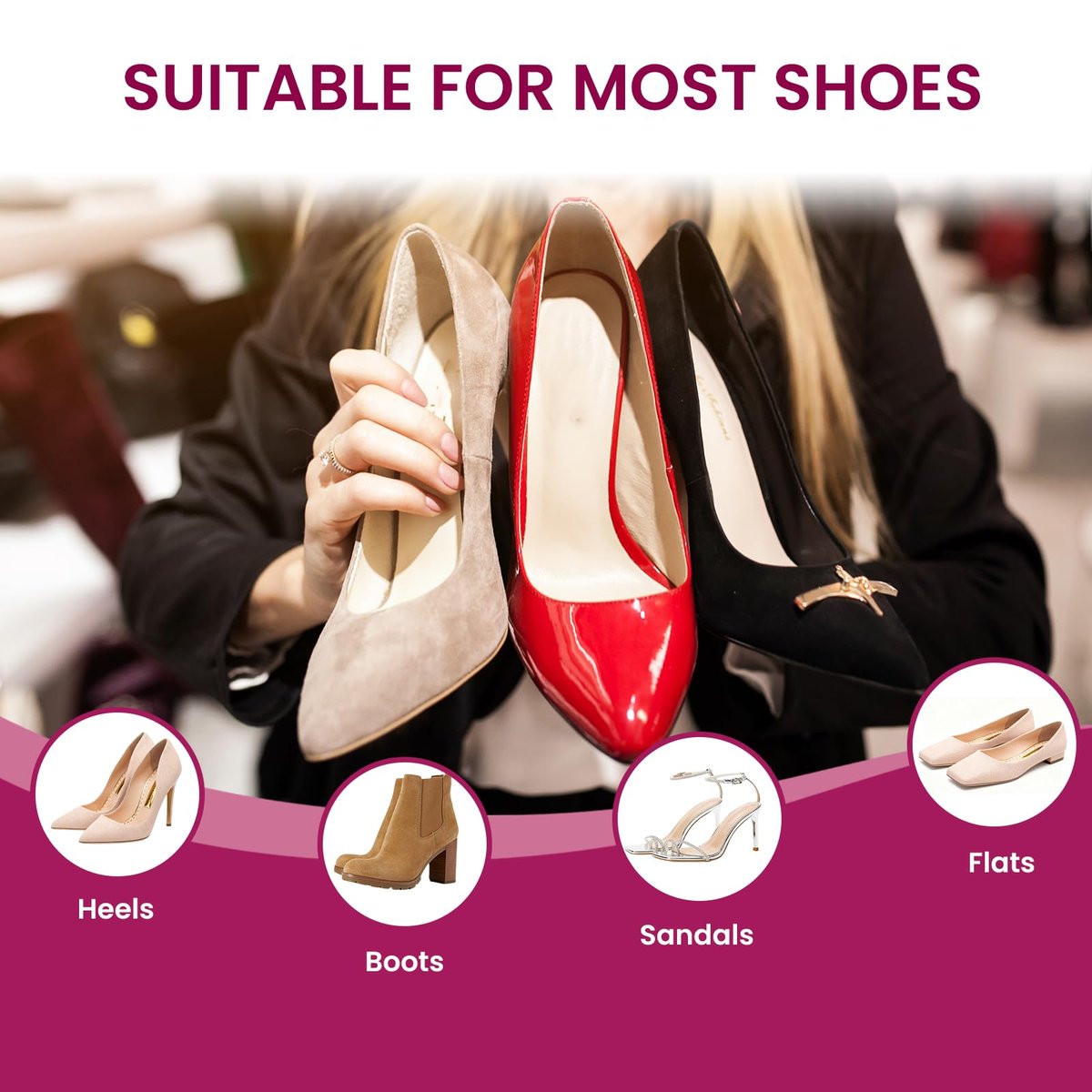 Ball-of-Foot-Polster für Frauen – Bukihome 4 Paar Metatarsal-Pads gegen Schmerzen im Fußballen, rutschfest für High Heels und Sandalen (Khaki)
