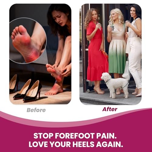 Ball-of-Foot-Polster für Frauen – Bukihome 4 Paar Metatarsal-Pads gegen Schmerzen im Fußballen, rutschfest für High Heels und Sandalen (Khaki)