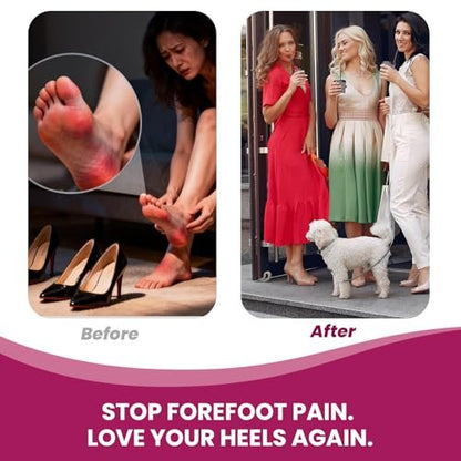 Ball-of-Foot-Polster für Frauen – Bukihome 4 Paar Metatarsal-Pads gegen Schmerzen im Fußballen, rutschfest für High Heels und Sandalen (Khaki)