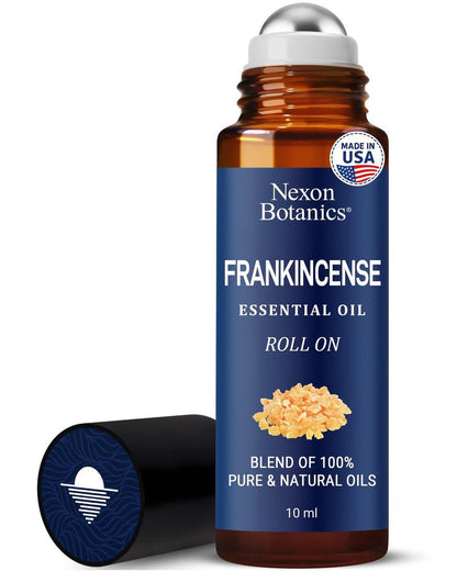 Weihrauch Ätherisches Öl Roll-On Mischung 10 ml – Reines, natürliches Öl mit Traubenkernöl für Aromatherapie & Hautpflege – Nexon Botanics