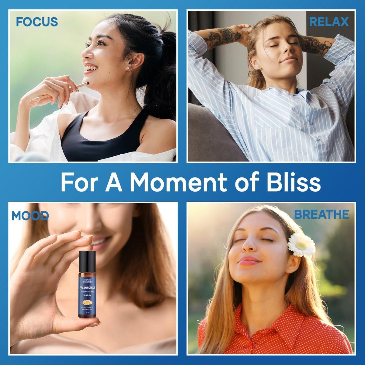 Weihrauch Ätherisches Öl Roll-On Mischung 10 ml – Reines, natürliches Öl mit Traubenkernöl für Aromatherapie & Hautpflege – Nexon Botanics