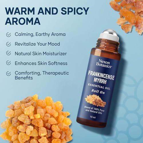 Weihrauch & Myrrhe Ätherisches Öl Roll-On 10ml – 100% reine, natürliche & verdünnte Ölmischung für Aromatherapie & Hautpflege – Nexon Botanics