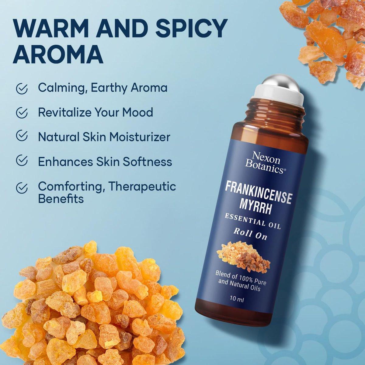 Weihrauch & Myrrhe Ätherisches Öl Roll-On 10ml – 100% reine, natürliche & verdünnte Ölmischung für Aromatherapie & Hautpflege – Nexon Botanics