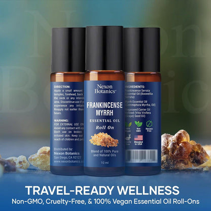 Weihrauch & Myrrhe Ätherisches Öl Roll-On 10ml – 100% reine, natürliche & verdünnte Ölmischung für Aromatherapie & Hautpflege – Nexon Botanics