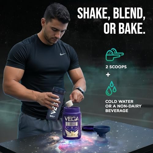 Vega Essential Protein – 25g veganes Proteinpulver, cremiges Vanille, zuckerfreier Shake – kleiner Behälter, 459 g (10 Portionen)