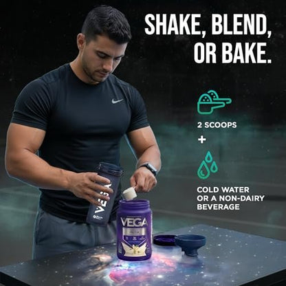 Vega Essential Protein – 25g veganes Proteinpulver, cremiges Vanille, zuckerfreier Shake – kleiner Behälter, 459 g (10 Portionen)