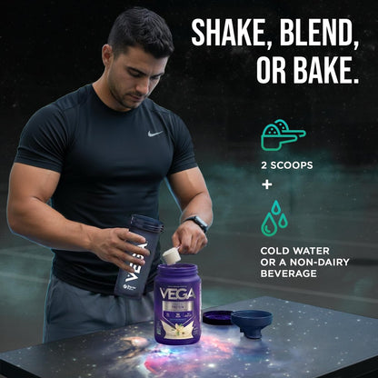 Vega Essential Protein – 25g veganes Proteinpulver, cremiges Vanille, zuckerfreier Shake – kleiner Behälter, 459 g (10 Portionen)