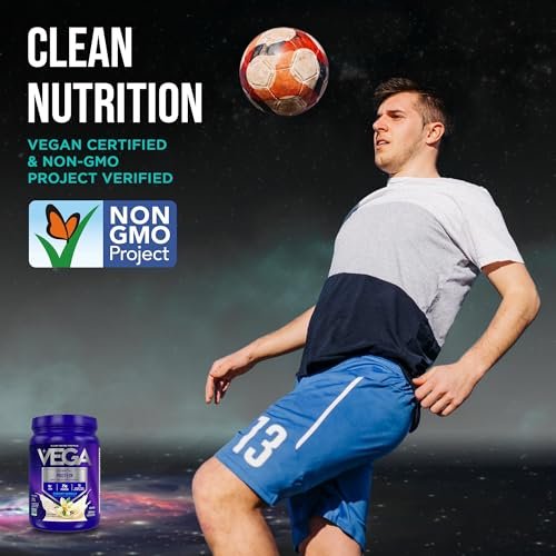 Vega Essential Protein – 25g veganes Proteinpulver, cremiges Vanille, zuckerfreier Shake – kleiner Behälter, 459 g (10 Portionen)