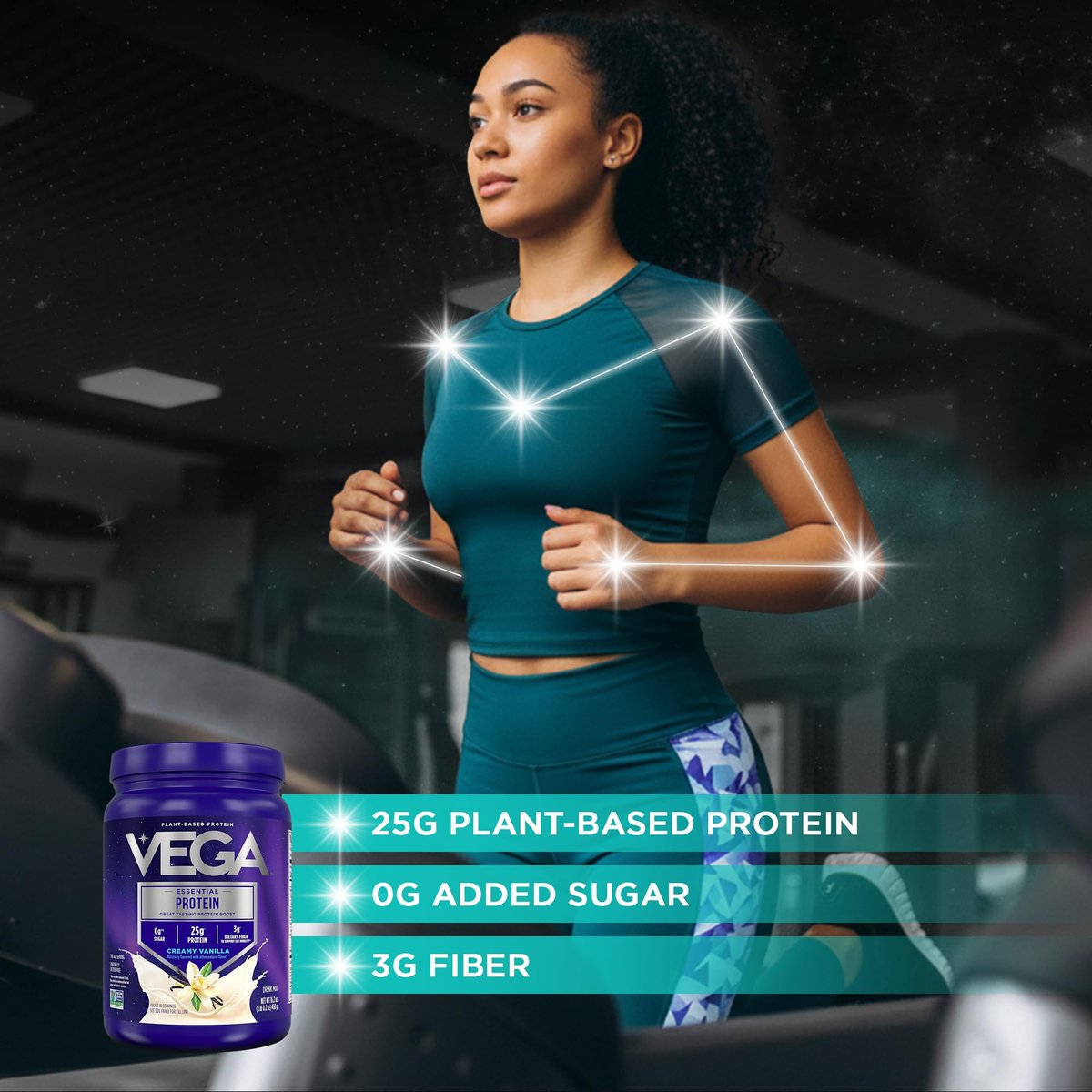 Vega Essential Protein – 25g veganes Proteinpulver, cremiges Vanille, zuckerfreier Shake – kleiner Behälter, 459 g (10 Portionen)