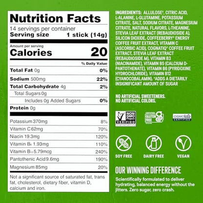 Liquid I.V.® Hydration Multiplier Zuckerfrei + Energy – Erdbeer-Kiwi | Elektrolyt-Pulver-Mix | 1 Packung (14 Portionen)
