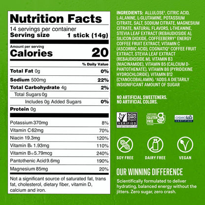 Liquid I.V.® Hydration Multiplier Zuckerfrei + Energy – Erdbeer-Kiwi | Elektrolyt-Pulver-Mix | 1 Packung (14 Portionen)