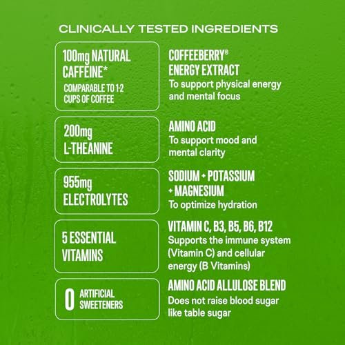 Liquid I.V.® Hydration Multiplier Sugar Free + Energy – Granatapfel Punsch | Elektrolyt-Pulver für Getränke | 1 Packung (14 Portionen)