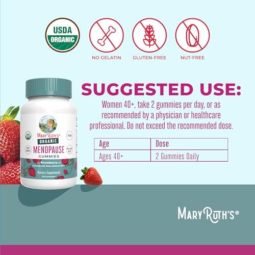Bio Menopause Gummis von MaryRuth's | Menopause Unterstützung für Frauen | Stimmungsunterstützung | Hitzewallungen Linderung | Maca-Wurzel | Traubensilberkerze | USDA Bio | Ohne Gentechnik | Vegan | 30 Portionen