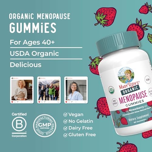 Bio Menopause Gummis von MaryRuth's | Menopause Unterstützung für Frauen | Stimmungsunterstützung | Hitzewallungen Linderung | Maca-Wurzel | Traubensilberkerze | USDA Bio | Ohne Gentechnik | Vegan | 30 Portionen