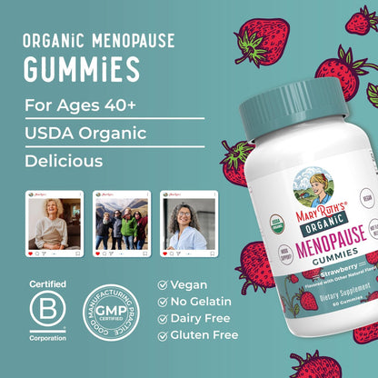 Bio Menopause Gummis von MaryRuth's | Menopause Unterstützung für Frauen | Stimmungsunterstützung | Hitzewallungen Linderung | Maca-Wurzel | Traubensilberkerze | USDA Bio | Ohne Gentechnik | Vegan | 30 Portionen