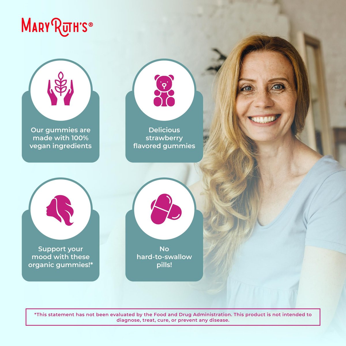 Bio Menopause Gummis von MaryRuth's | Menopause Unterstützung für Frauen | Stimmungsunterstützung | Hitzewallungen Linderung | Maca-Wurzel | Traubensilberkerze | USDA Bio | Ohne Gentechnik | Vegan | 30 Portionen