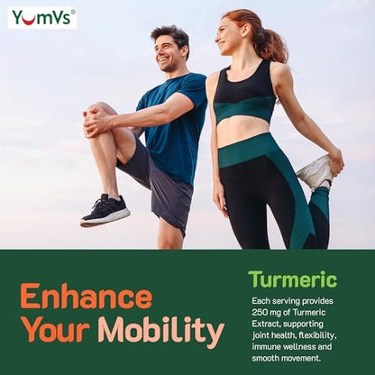 YUM-V'S Curcumin-Turmeric-Gummis – Extra Stark 250mg mit Schwarzem Pfeffer & Ingwer – Vegan & Non-GMO – Pfirsichgeschmack, 60 Stück