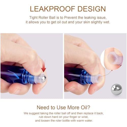 10er-Pack 10ML Nachfüllbare Glasrollerflaschen – Leere Blau-Lila Rollerflaschen für ätherische Öle, Parfüm, Nagelhaut