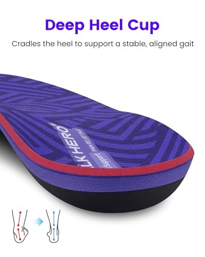 WalkHero Plantarfasziitis-Einlegesohlen zur Schmerzlinderung - Fußgewölbestützen, Total Support, Flache Füße Orthotische Einlagen für Stehen den ganzen Tag und langanhaltenden Komfort, Herren 6-6.5 | Damen 8-8.5