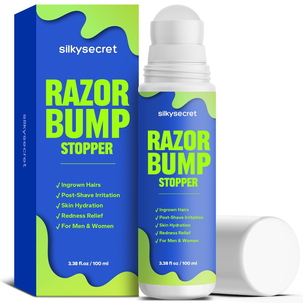 SilkySecret Rasurbrand-Stopper (100 ml) – Behandlung eingewachsener Haare für Männer & Frauen, Rasurbrandlinderung für Bikinizone, Aftershave-Lotion für glatte, stoßfreie Haut