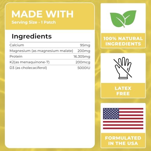 MONIER Magnesium-Pflaster (60er-Pack) - 100% natürliches Pflaster für Frauen und Männer - mit Calcium - Muskel- und Knochenunterstützung, beruhigend - verbesserte Formel