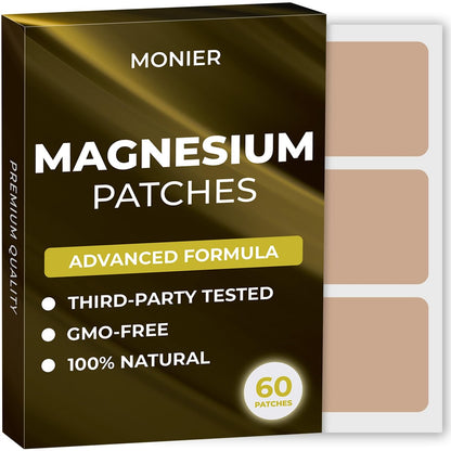 MONIER Magnesium-Pflaster (60er-Pack) - 100% natürliches Pflaster für Frauen und Männer - mit Calcium - Muskel- und Knochenunterstützung, beruhigend - verbesserte Formel