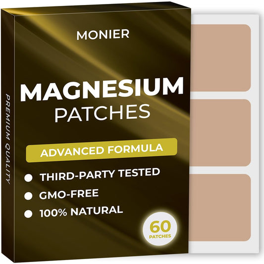 MONIER Magnesium-Pflaster (60er-Pack) - 100% natürliches Pflaster für Frauen und Männer - mit Calcium - Muskel- und Knochenunterstützung, beruhigend - verbesserte Formel