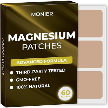 MONIER Magnesium-Pflaster (60er-Pack) - 100% natürliches Pflaster für Frauen und Männer - mit Calcium - Muskel- und Knochenunterstützung, beruhigend - verbesserte Formel