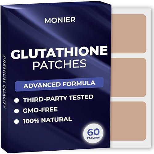 MONIER Glutathion-Pflaster (60er-Pack) - 100% natürliches Pflaster für Frauen und Männer - mit Magnesium - Energie, Fokus & Körperunterstützung - Verbesserte Formel