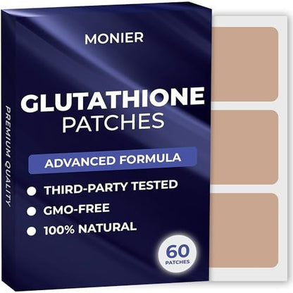 MONIER Glutathion-Pflaster (60er-Pack) - 100% natürliches Pflaster für Frauen und Männer - mit Magnesium - Energie, Fokus & Körperunterstützung - Verbesserte Formel