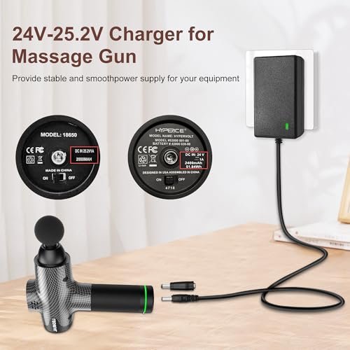 24V-25.2V Massage Gun Ladegerät für Hypervolt, Toloco, AERLANG, Darkiron, HARDNEX, VYBE, LifePro, Legiral – Ersatz-Ladekabel für Tiefengewebs-Massagegeräte
