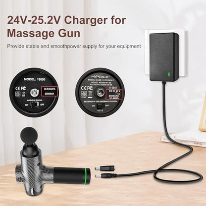 24V-25.2V Massage Gun Ladegerät für Hypervolt, Toloco, AERLANG, Darkiron, HARDNEX, VYBE, LifePro, Legiral – Ersatz-Ladekabel für Tiefengewebs-Massagegeräte