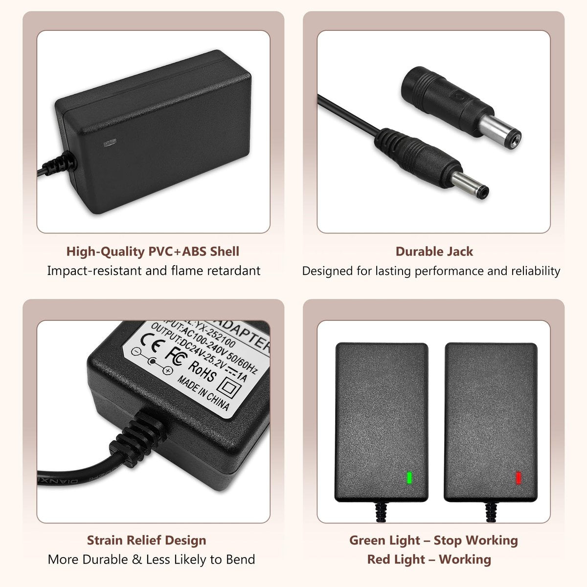 24V-25.2V Massage Gun Ladegerät für Hypervolt, Toloco, AERLANG, Darkiron, HARDNEX, VYBE, LifePro, Legiral – Ersatz-Ladekabel für Tiefengewebs-Massagegeräte