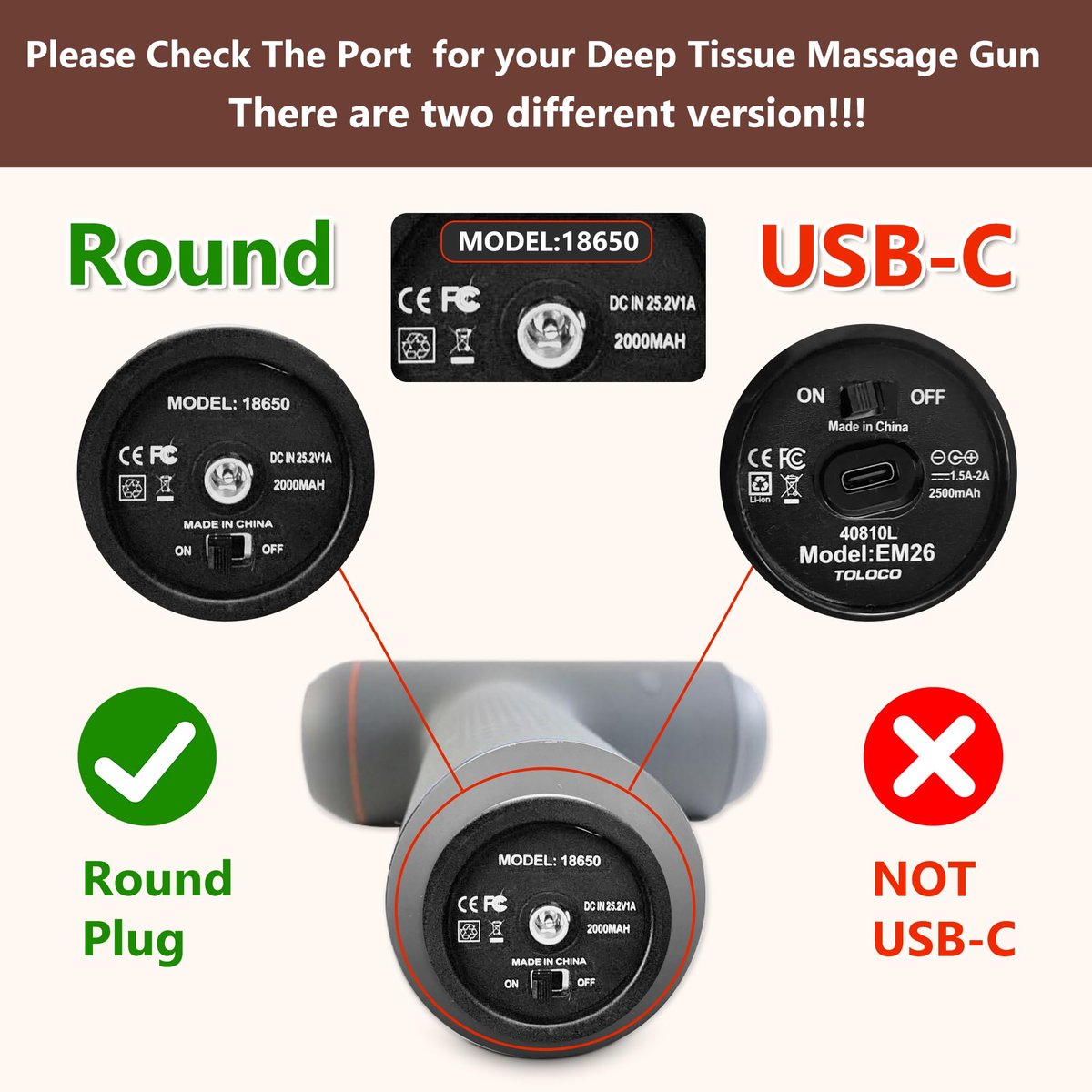 24V-25.2V Massage Gun Ladegerät für Hypervolt, Toloco, AERLANG, Darkiron, HARDNEX, VYBE, LifePro, Legiral – Ersatz-Ladekabel für Tiefengewebs-Massagegeräte